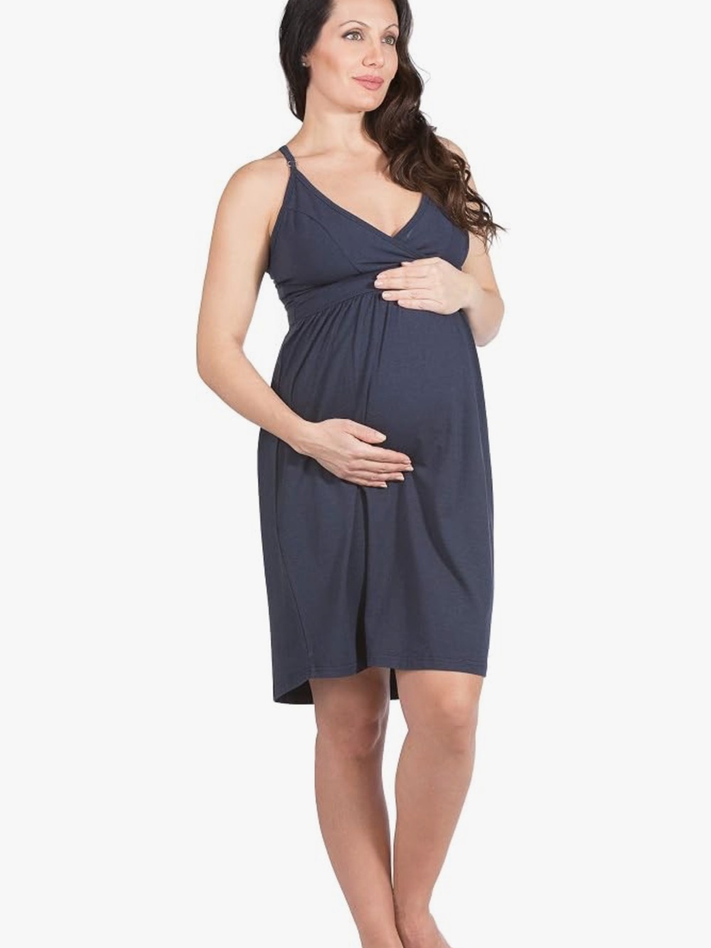 Fishers Finery Maternity Nursing Nightgown Bamboo Organic Cotton Blend - Navy XL
